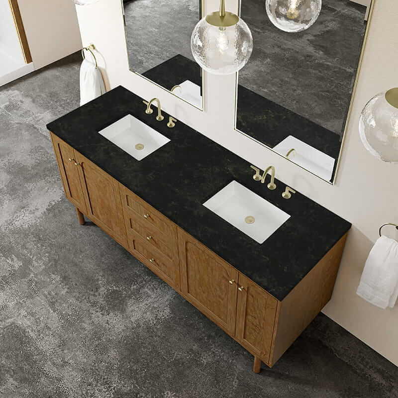 Laurent 72" Double Vanity in Honey Oak With Phantome Eclos Top