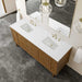 Laurent 72" Double Vanity in Honey Oak With White Zeus Silestone Top