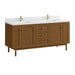 Laurent 72 Inch Double Vanity in Honey Oak With Single Hole Faucet White Zeus Silestone Top Backsplash