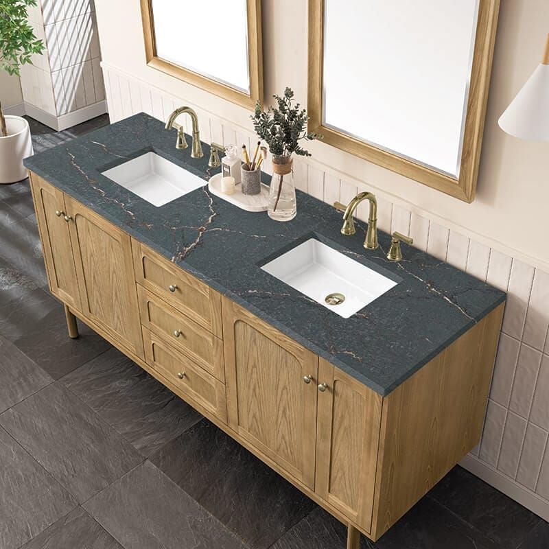 Laurent 72 Inch Double Vanity Top View With Countertop