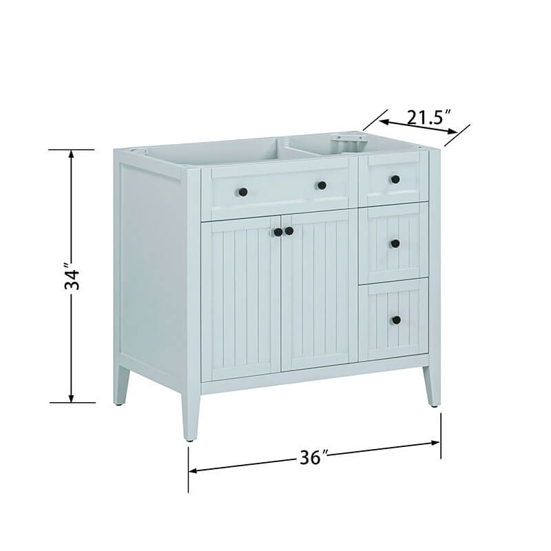 Layla 36 Left-Offset Single Sink Bathroom Vanity Ice Blue Cabinet Only Dimension