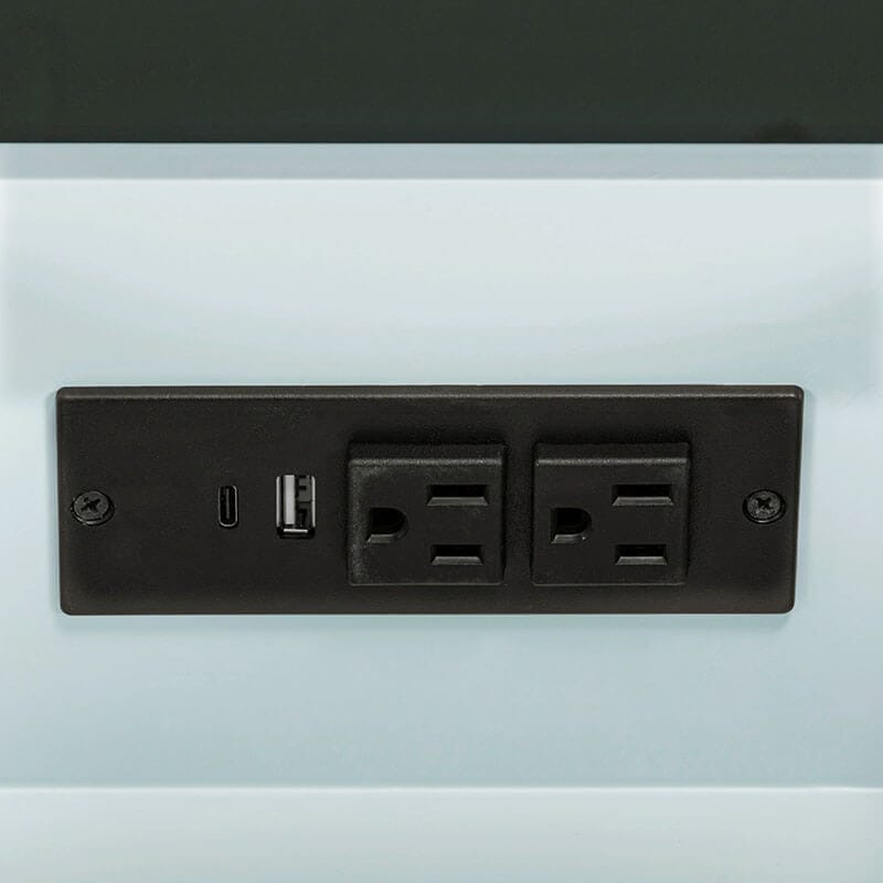 Layla 36 Left-Offset Single Sink Bathroom Vanity Ice Blue Cabinet Only Integrated Power Strip