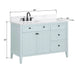 Layla 48 Left-Offset Single Sink Bathroom Vanity Ice Blue in Cala White Engineered Stone Dimension