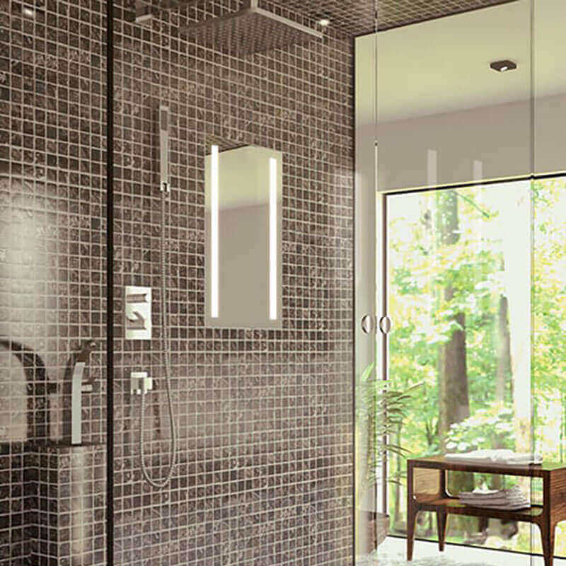 Led Fog Free Mirror Corner View Bathroom Set Up