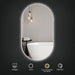 Lexi LED mirror feature icons showing defogger, touch control, adjustable color temperature (2700K–6500K), and brightness dimmer