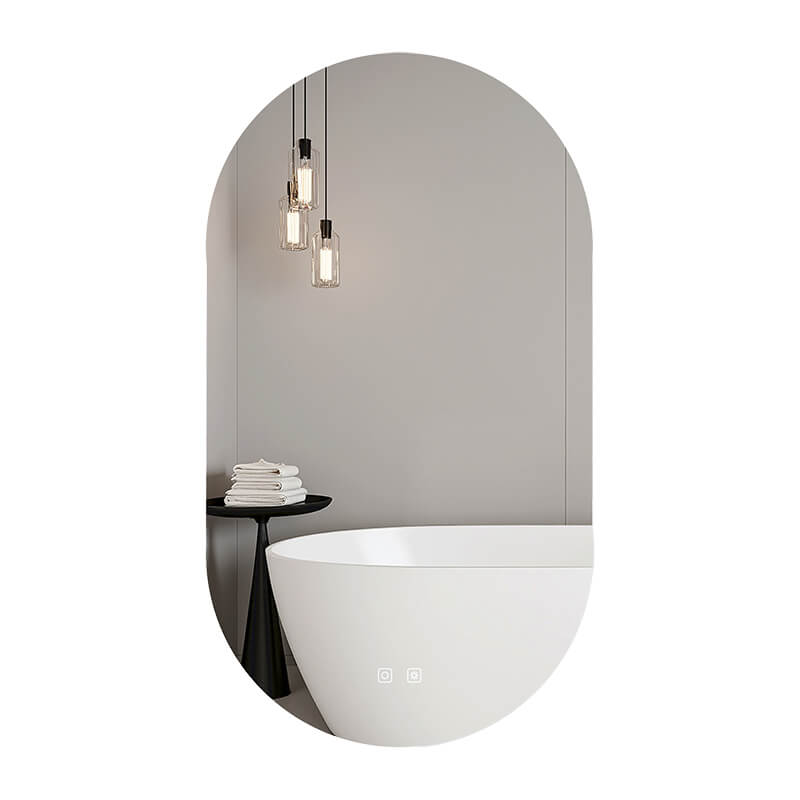Lexi 20" x 36" oval LED mirror shown on a transparent background