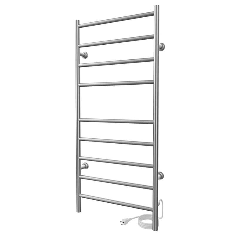 Linear 18 x 40 Inch Towel Warmer in Brushed Nickel Plug in Side View