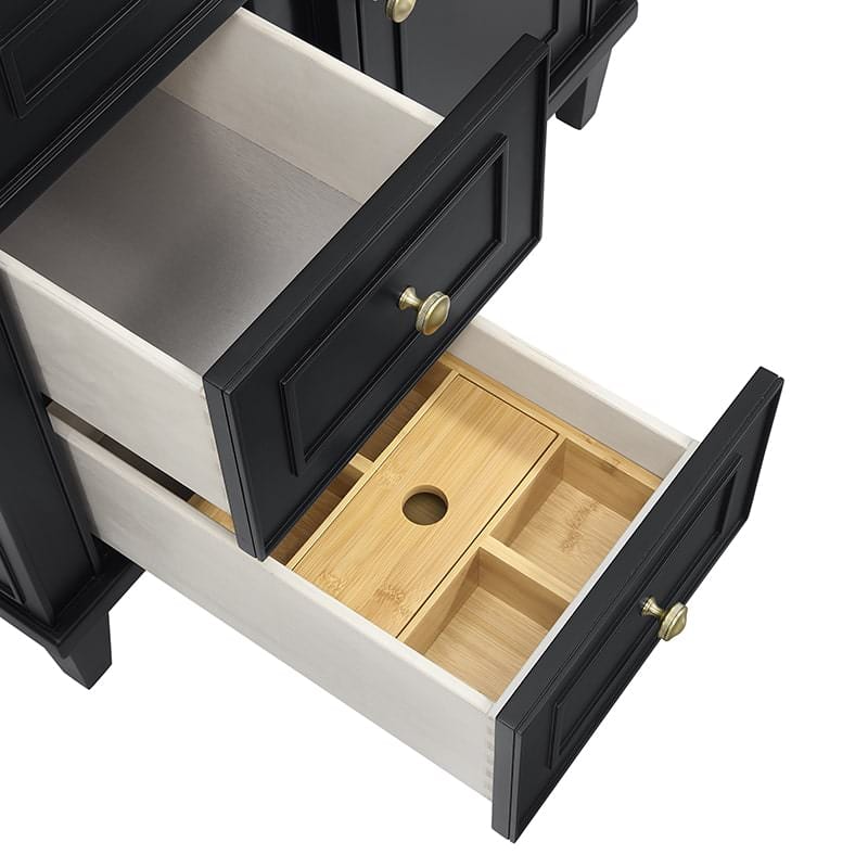 Lorelai 36 Inch Single Vanity in Black Onyx Top View Drawers