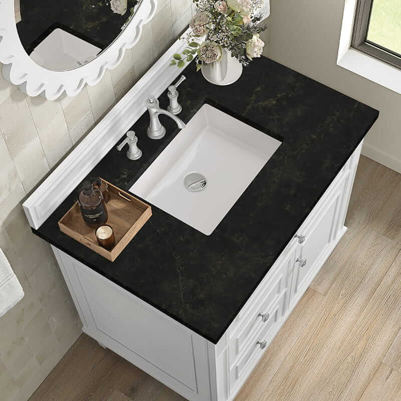 Lorelai 36 Inch Single Vanity in Bright White With Phantome Eclos Top