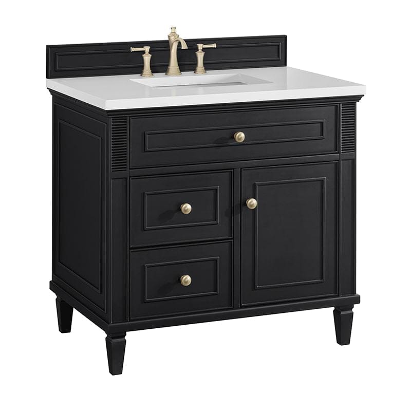 Lorelai 36" Single Vanity in Black Onyx Corner View With Countertop