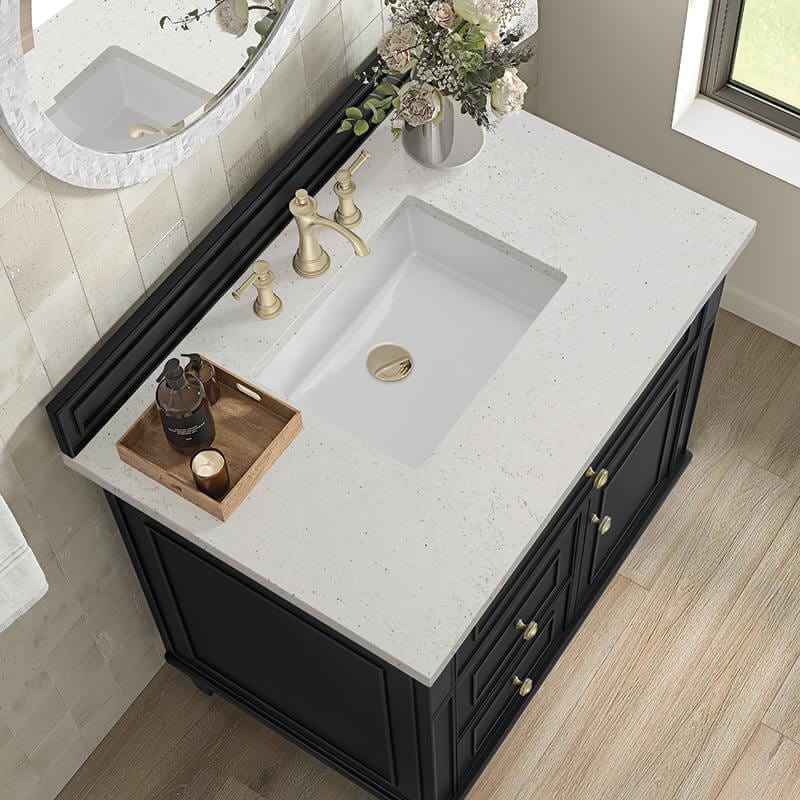 Lorelai 36" Single Vanity in Black Onyx With Lime Delight Silestone Top