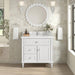 Lorelai 36" Single Vanity in Bright White With Single Hole Faucet White Zeus Silestone Top Backsplash