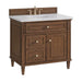 Lorelai 36" Single Vanity in Mid Century Walnut Corner View With Countertop