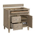 Lorelai 36" Single Vanity in Whitewashed Oak Corner View Open Drawer
