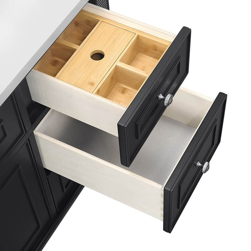 Lorelai 48 Inch Single Vanity in Black Onyx Top View Drawers