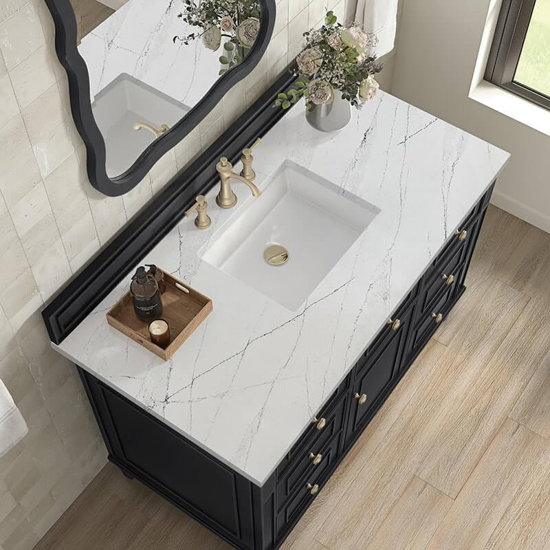 Lorelai 48 Inch Single Vanity in Black Onyx With Ethereal Noctis Silestone Top