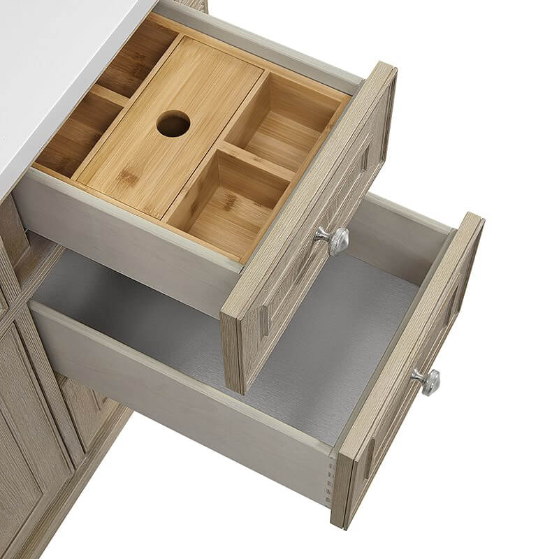 Lorelai 48 Inch Single Vanity in Whitewashed Oak Top View Drawer