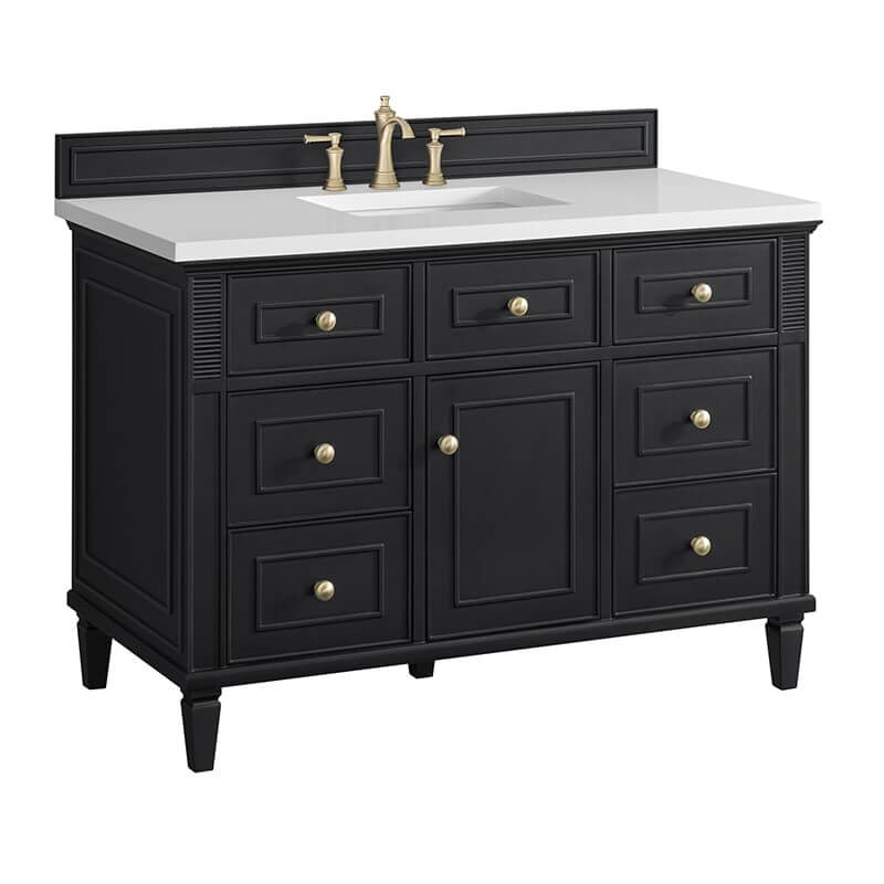 Lorelai 48" Single Vanity in Black Onyx Corner View With Countertop