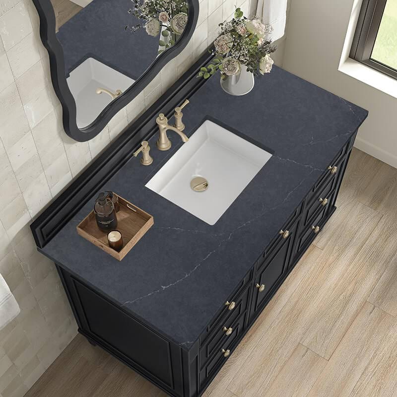Lorelai 48" Single Vanity in Black Onyx With Charcoal Soapstone Silestone Top