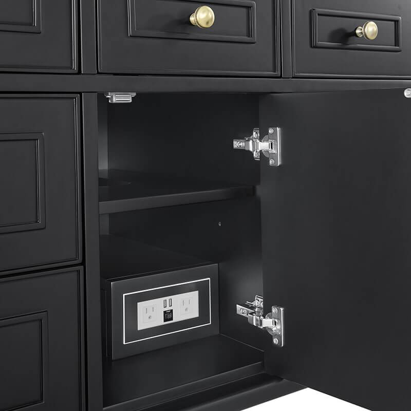 Lorelai 48" Single Vanity in Black Onyx With One 120 Volt Outlet With USB Ports