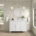 Lorelai 48" Single Vanity in Bright White With Single Hole Faucet White Zeus Silestone Top Backsplash