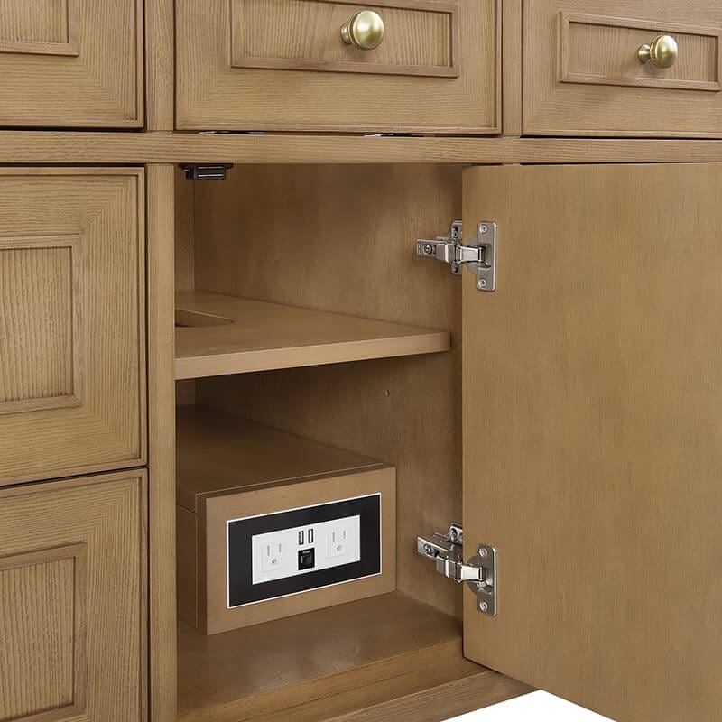 Lorelai 48" Single Vanity in Light Natural Oak With One 120 Volt Outlet With USB Ports
