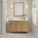 Lorelai 48 Single Vanity in Light Natural Oak With Single Hole Faucet White Zeus Silestone Top Backsplash