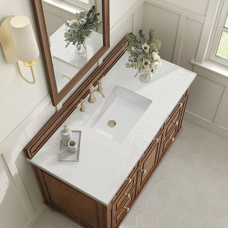 Lorelai 48" Single Vanity in Mid Century Walnut With Lime Delight Silestone Top