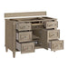 Lorelai 48" Single Vanity in Whitewashed Oak Corner View With Open Drawers
