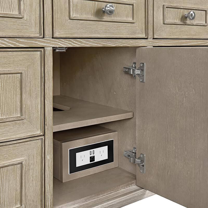 Lorelai 48 Single Vanity in Whitewashed Oak One 120 Volt Ul Rated Electric Outlet With USB Port