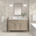 Lorelai 48" Single Vanity in Whitewashed Oak With Single Hole Faucet White Zeus Silestone Top Backsplash