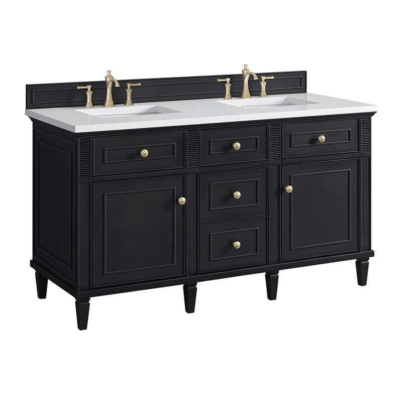 Lorelai 60" Double Vanity in Black Onyx Corner View With Countertop