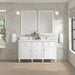 Lorelai 60" Double Vanity in Bright White With Single Hole Faucet White Zeus Silestone Top Backsplash