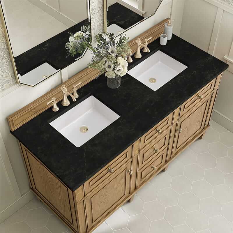 Lorelai 60" Double Vanity in Light Natural Oak With Phantome Eclos Top
