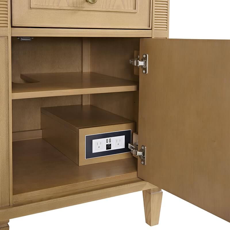 Lorelai 60" Double Vanity in Light Natural Oak With Two 120 Volt Outlets With USB Ports