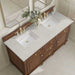 Lorelai 60" Double Vanity in Mid Century Acacia With Siberian Silestone Top