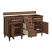 Lorelai 60" Double Vanity in Mid Century Walnut Corner View Open Drawers
