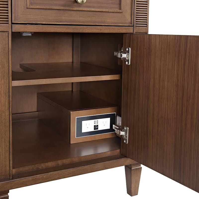 Lorelai 60" Double Vanity in Mid Century Walnut Two 120 Volt Outlets With USB Ports
