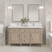 Lorelai 60" Double Vanity in Whitewashed Oak With Single Hole Faucet White Zeus Silestone Top Backsplash