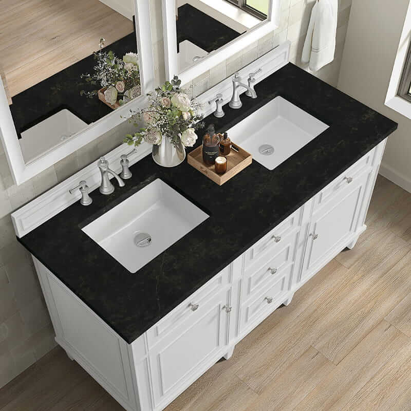 Lorelai 60 Inch Double Vanity in Bright White With Phantome Eclos Top