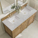 Lorelai 60 Inch Double Vanity in Light Natural Oak With Eternal Jasmine Pearl Silestone Top