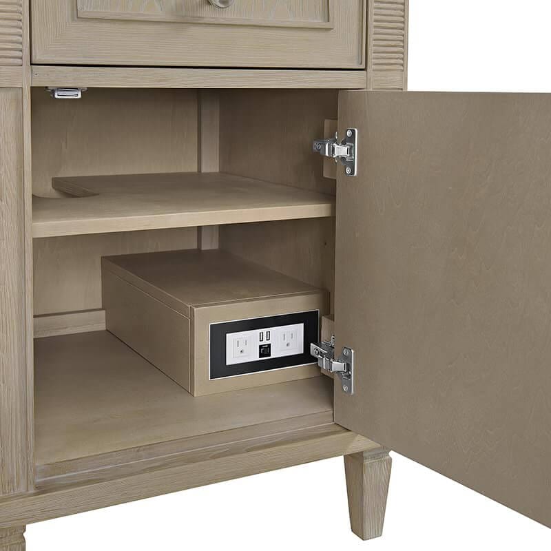 Lorelai 60 Inch Double Vanity in Whitewashed Oak Two 120 Volt Outlets With Usb Ports