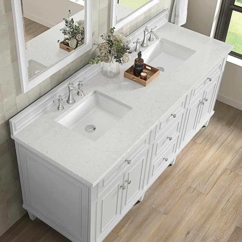Lorelai 72" Double Vanity in Bright White With Lime Delight Silestone Top