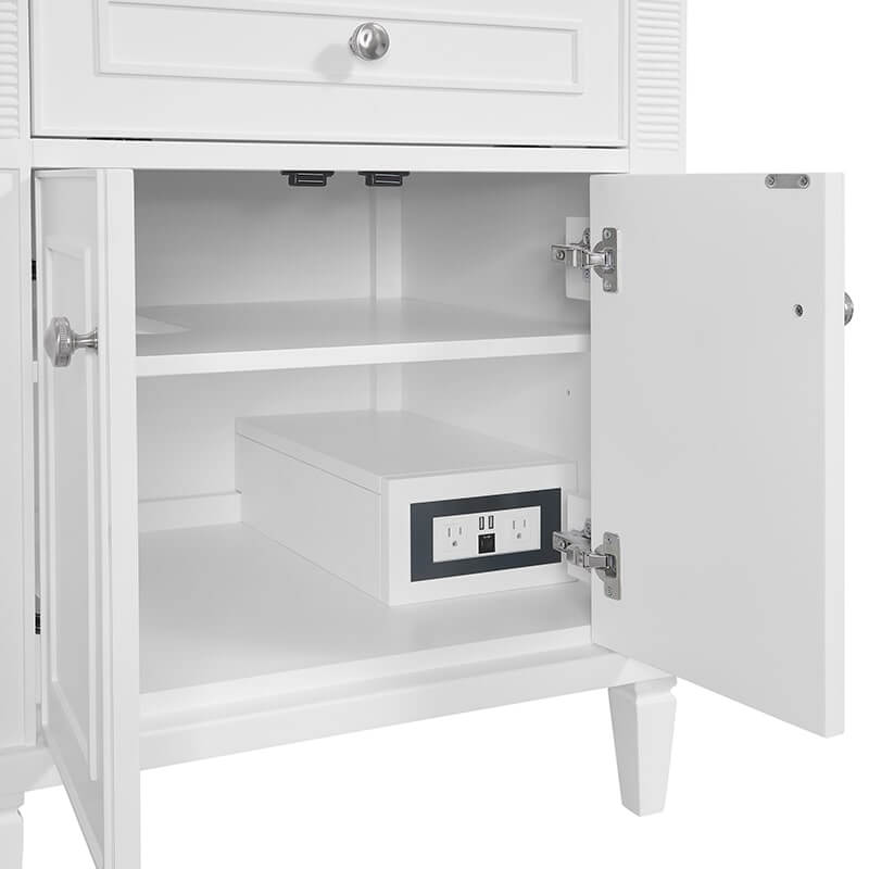 Lorelai 72" Double Vanity in Bright White With Two 120 Volt Outlets With USB Ports
