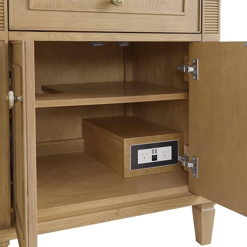 Lorelai 72" Double Vanity in Light Natural Oak Two 120 Volt Outlets With USB Ports