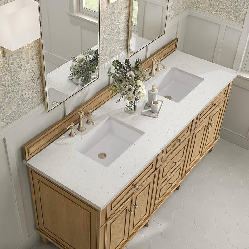 Lorelai 72" Double Vanity in Light Natural Oak With Lime Delight Silestone Top