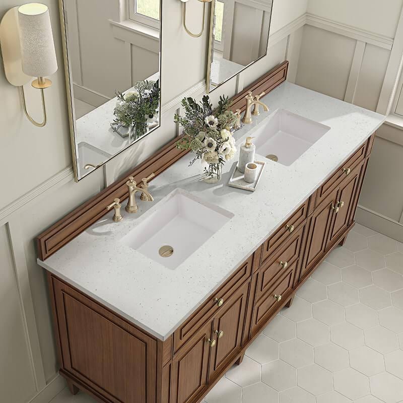Lorelai 72" Double Vanity in Mid-Century Walnut With Lime Delight Silestone Top