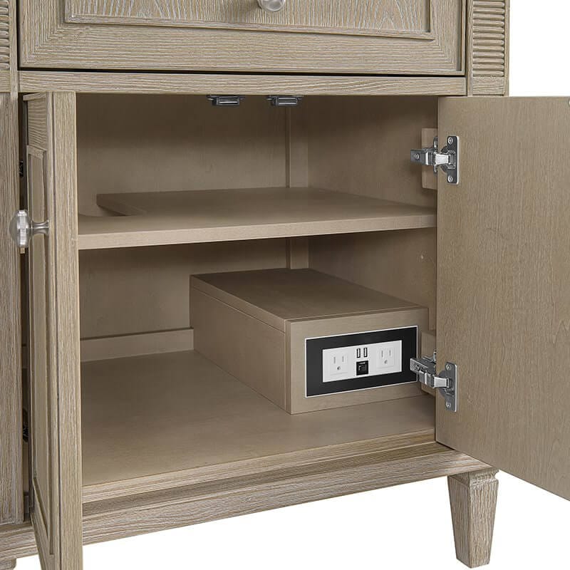 Lorelai 72" Double Vanity in Whitewashed Oak Two 120 Volt Outlets With USB Ports