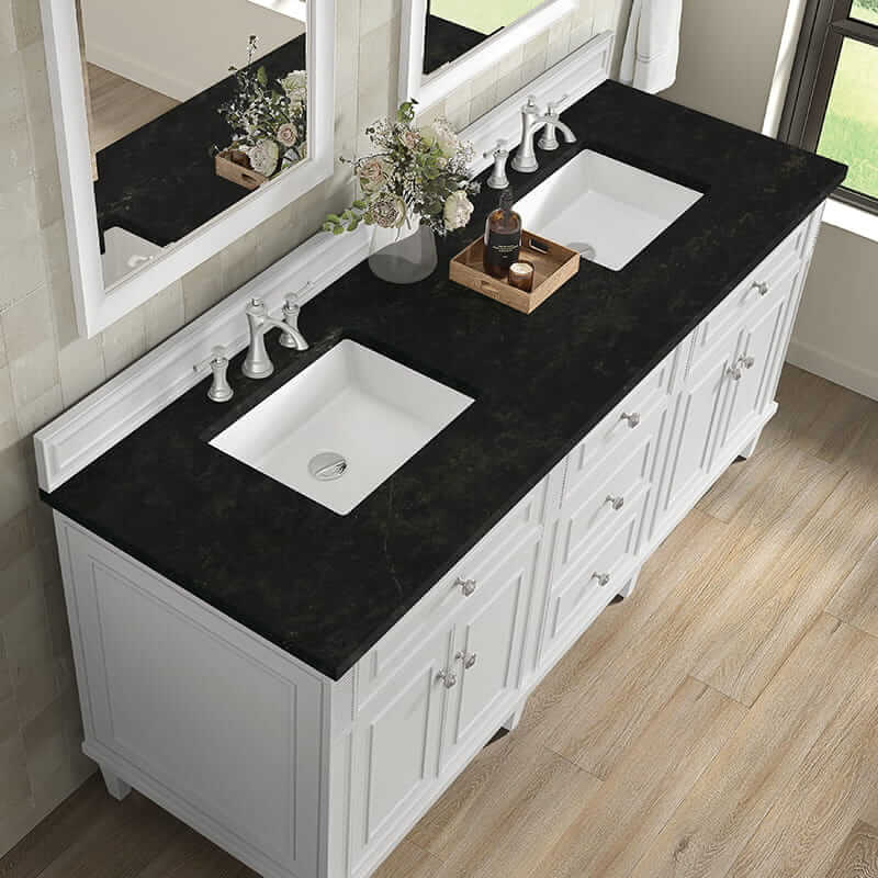 Lorelai 72 Inch Double Vanity in Bright White With Phantome Eclos Top