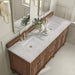 Lorelai 72 Inch Double Vanity in Mid-Century Walnut With Eternal Jasmine Pearl Silestone Top